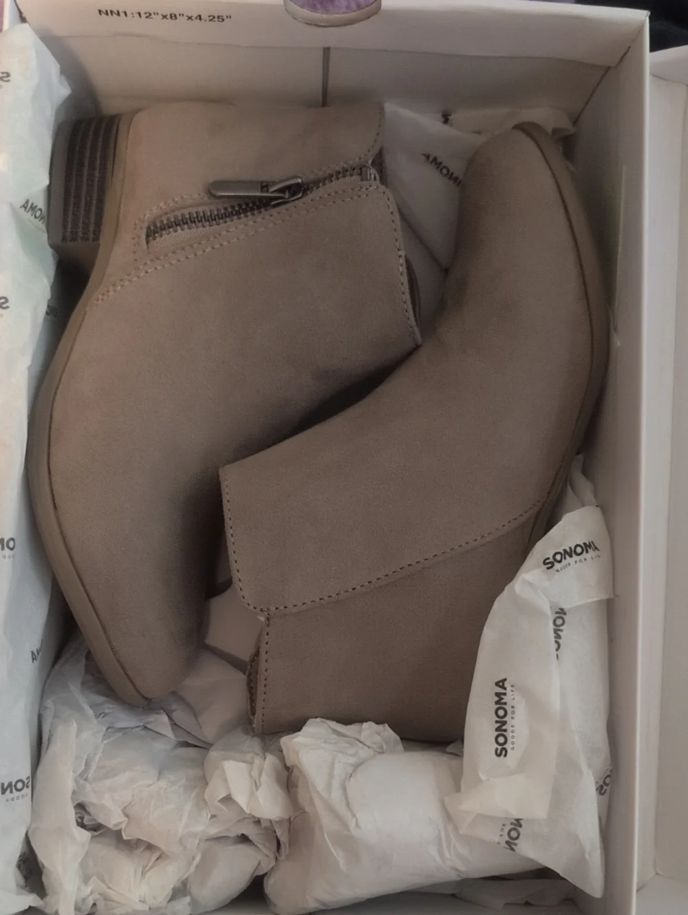 Sonoma Taupe Ankle Booties with Side Zip